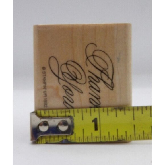 Stamp, Wooden Rubber, Thank You ©1992 Stampin Up! 1 3/4"x1 1/2" Vintage - Picture 3 of 3